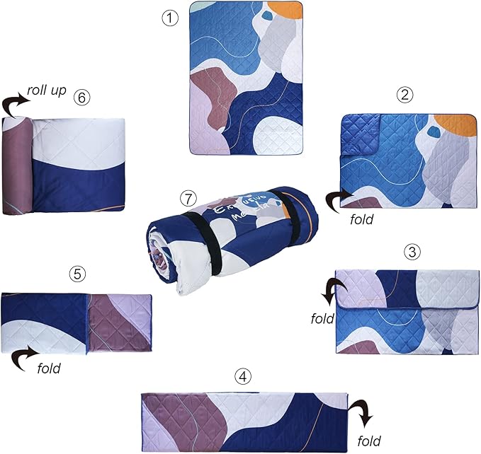 Exclusivo Mezcla Waterproof Picnic Blanket 60x80 Inches Large Multicolor Floral Polyester Sandproof Modern Camping Blanket