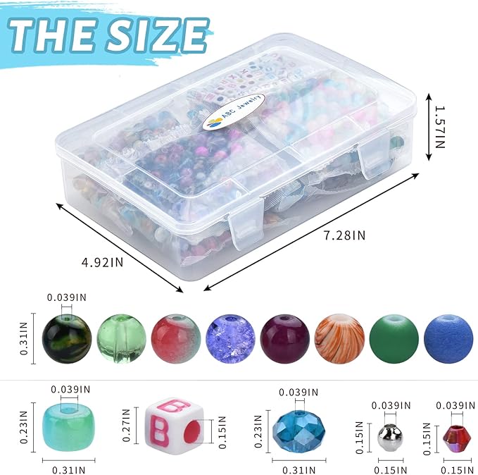 Glass Beads for Jewelry Making,1400Pcs Over 120 Different Pattern Beads Bulk, Include Crystals Beads, Crackle Beads, Letter Beads, Bicone Bead, Spacer Beads for Bracelet Earring Necklace DIY Crafts