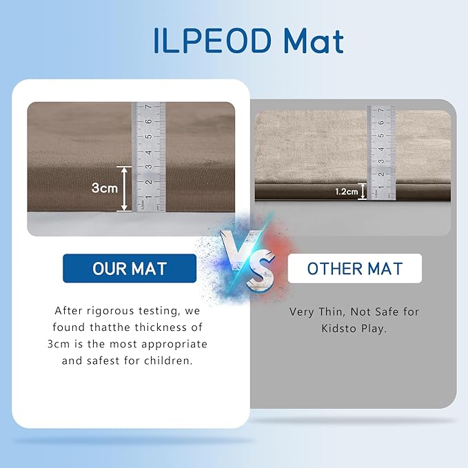 Baby Play Mat for Floor Tummy Time Mat Nursery Rug Muscle Area Rug PlayroomTatami 79"x138" Memory Foam 1.3" Thick Crawling For Babies,Toddlers, Infants, Kids,Floor(Brown)