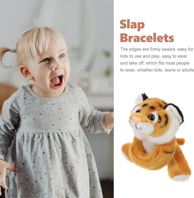 Kisangel 1pc Plush Huggable Stuffed Animals Jungle Themed Slap Bracelet Wrist Hugger Plush for Jungle Party Favors(As Shown 2)