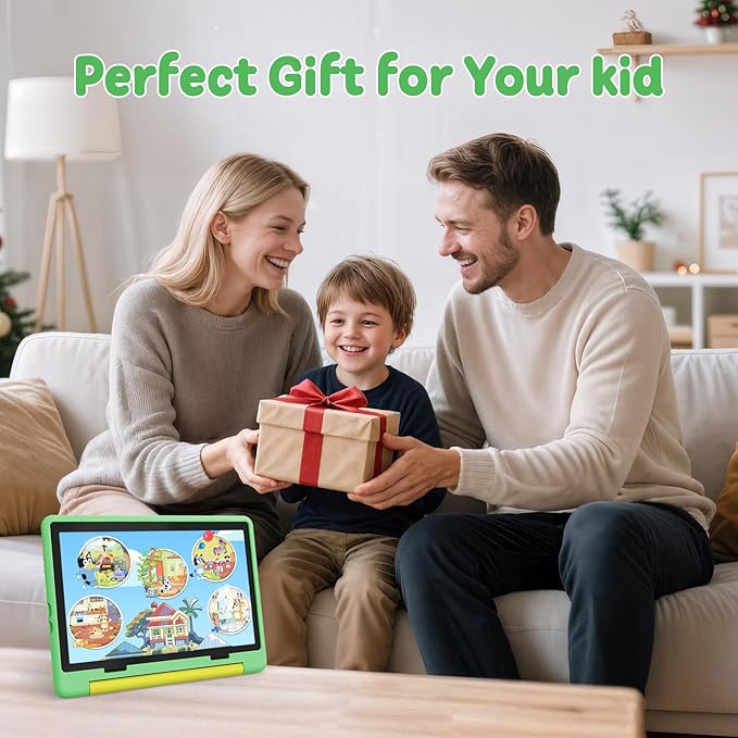Kids Tablet,Android 15 Tablet with HD Display,10.1 inch,Parental Control & Kids Mode, Octa-Core, GMS Certified,20GB RAM 64GB ROM,1TB Expandable, 5000mAh Battery, Dual Camera, Protective Case,Green