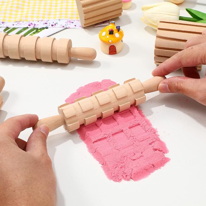 Kisangel 1set Wooden Tools Tool Set Pottery Tools Wood Hand Rollers for Clay for Kids Arts Crafts Christmas Birthday Favors