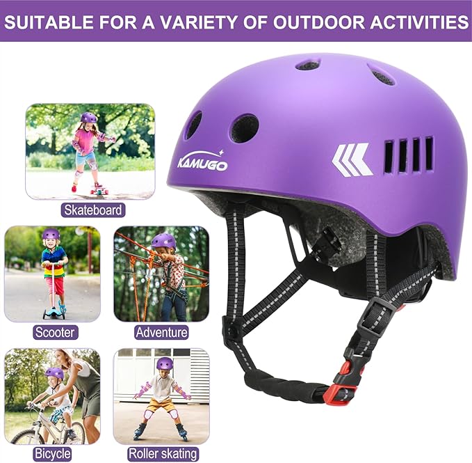 KAMUGO Kids Bike Helmet Set, Toddler Helmet for Ages 2-8 Boys Girls with Sports Protective Gear Set Knee Elbow Wrist Pads for Skateboard Cycling Scooter Rollerblading