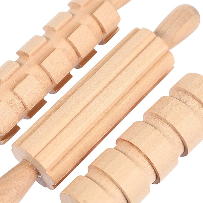 Kisangel 1set Wooden Tools Tool Set Pottery Tools Wood Hand Rollers for Clay for Kids Arts Crafts Christmas Birthday Favors