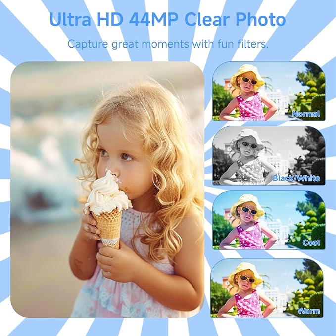 Digital Camera 4K, Upgrade Black Cameras for Teens, Autofocus Digital Point and Shoot Camera for Kids with 16X Zoom, 64GB SD Card, Compact Small Camera for Boys Girls Teens Kids Gift