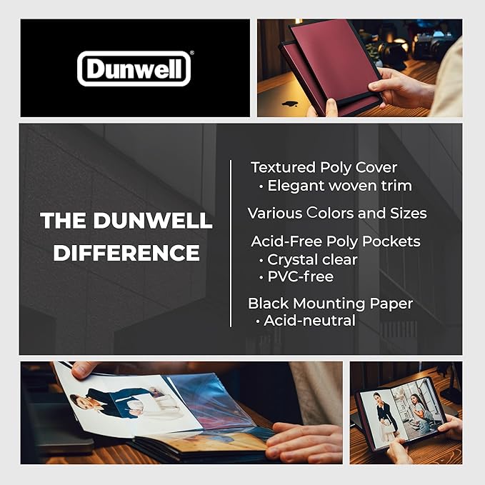 Dunwell Small Photo Album 5x7 (2-Pack, Ruby), Black Mounting Paper, 5 x 7 Photo & Art Portfolio Presentation Book, 24 Sleeves Display 48 Pages, Professional Picture Book for 5x7 Artwork, Postcards