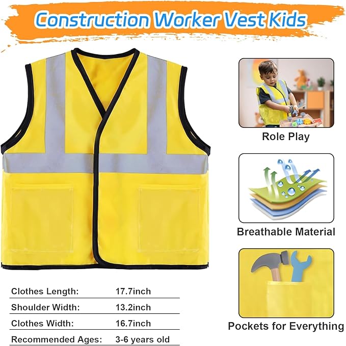 Aliex Wooden Kids Tool Set, 30pcs Toy Tools for Toddlers with Vest, Tool Kit Toddler Montessori Stem Learning Educational Toys for 3 4 5 Years Old Boys Girls, Birthday Gift for Kids