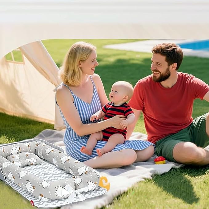 Baby Lounger for Newborn Portable Bag,Baby Lounger Play Mat for Awake-Time,Newborn Babies Essentials Gifts 0-24 Months Home Travel(Elephant Grey)