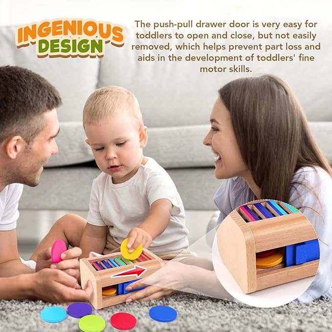 KLT Montessori Toys for 1-3 Year Old: Wooden Learning Color Sorting Toys for Toddlers 1 2 3 - Educational Toy for Fine Motor Skills - Preschool Sensory Activities Matching Game for Boys and Girls