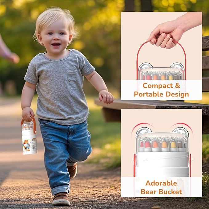 24 Color Twist Crayons for Toddlers 1-3 and Kids 4-8, Non-Toxic Washable Crayons 2-4, Ultra-Silky Easy-Grip Art Supplies, Ideal Coloring Gift for Boys and Girls