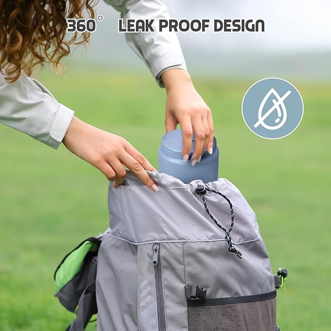 26oz Soup Thermo for Hot Food Kids with Buckle Lid Insulated Vacuum Food Jar Wide Mouth Leakproof Stainless Steel Lunch Container (Blue)