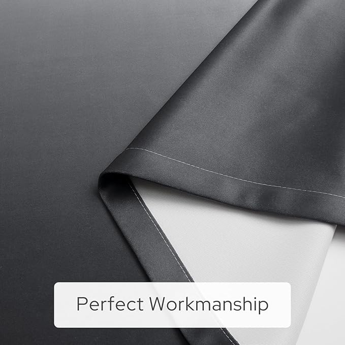 HOMEIDEAS Gray Grey Ombre Blackout Curtains, 52 X 96 Inch Length Gradient Color Room Darkening Curtains with Grommet Thermal Insulated Window Drapes for Living Room, Bedroom, 2 Panels