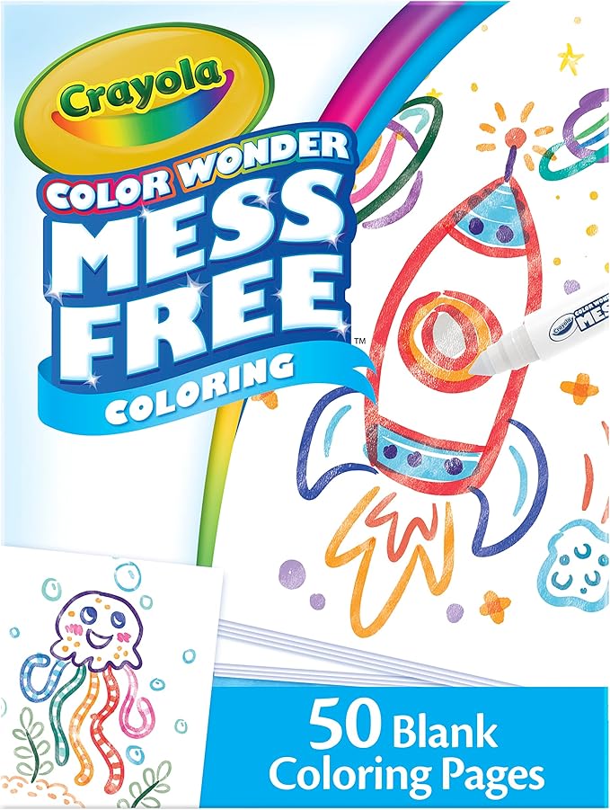 Crayola Color Wonder Mess Free Coloring Pages (50ct), Create Your Own Coloring Pages, Blank Color Wonder Refill, Toddler Gift, 3+