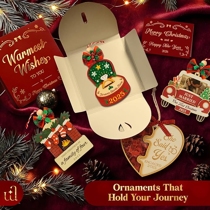 First Engagement Ornament 2025 - Just Engaged Ornament 2025 Engagement Gift for Newly Engaged Couples Fiance, Cool Bride to Be Gifts for Her, Unique Christmas Ornaments for Xmas Tree Decor