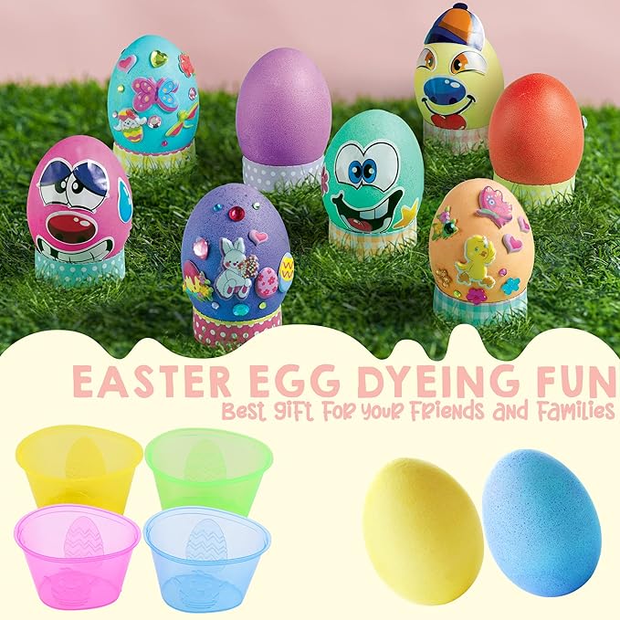 Klever 41 Pcs Easter Egg Decorating DIY Kit with Dye Tablets and Easter Stickers, Coloring Dyeing Set for Kids Theme Party, Egg Hunt Creativity Activity