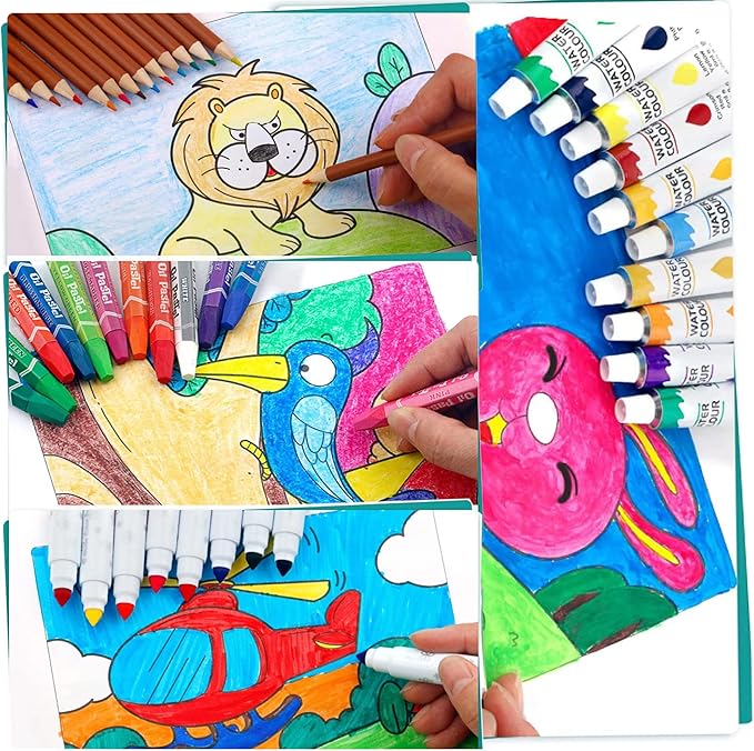 KINSPORY Art Supplies, 139 Pack Painting Drawing Art Kit with 2 Sketch Pads, Double Layers Art Set Crafts, Colored Pencils, Oil Pastels, Watercolor Paints, Aluminum Gift Case for Artists Kids (Pink)