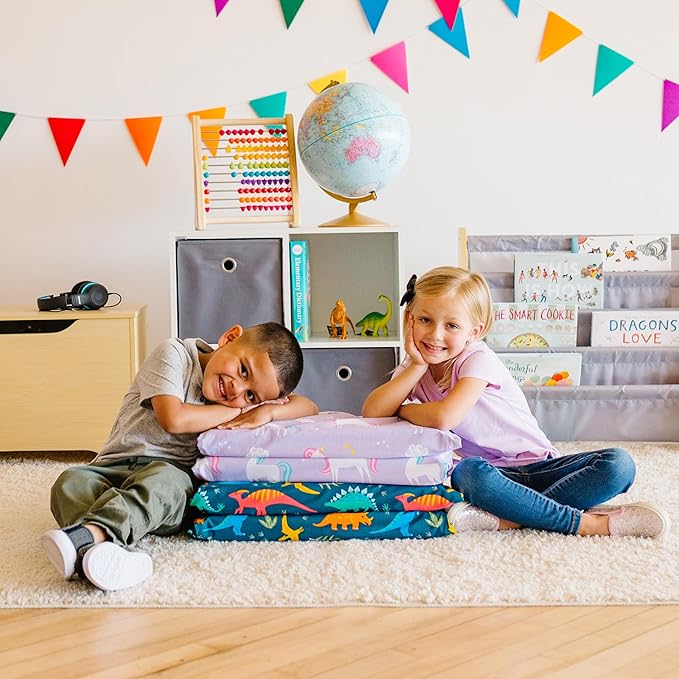 Wildkin Kids Nap Mat Cover for Boys & Girls, Sewn-in Flap Design Rest Mat Cover, Perfect for Preschool & Daycare, Fits our Vinyl Nap Mat up to 1.5 Inches Including Basic Sleep Mat(Pink and Gold Stars)