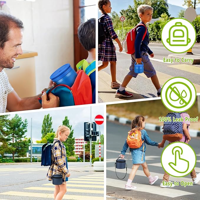 14oz Thermo Food Jar for Kids,Insulated Vacuum Food Jar for Hot & Cold Leak Proof Lunch Container Stainless Steel Wide Mouth Soup for School Travel