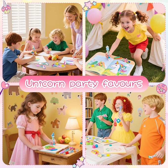 30Pcs Mini Multicolor Pens in One 4-in-1 Cute Pens Bulk for Kids, Ballpoint Pen for Birthdays and Children's Parties, Fun Gifts Assorted Ink Kawaii Pen(unicorn)