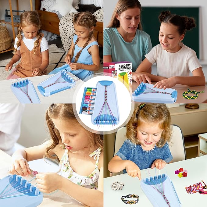 Friendship Bracelet Making Kit for Girls, Arts and Crafts Bracelets String Maker Kit for Kids Ages 8-12 Christmas Birthday Gifts (All Blue)