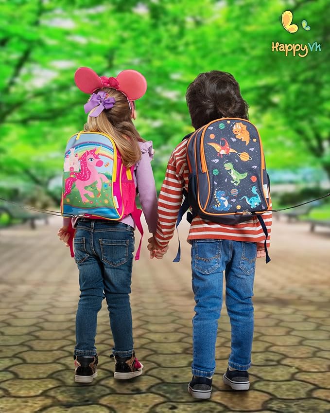 HappyVk- Backpack with Leash for Kids-Anti Lost Walking Toddler Leash-Dinosaur design-for 1-4 Years Old Boys, Girls