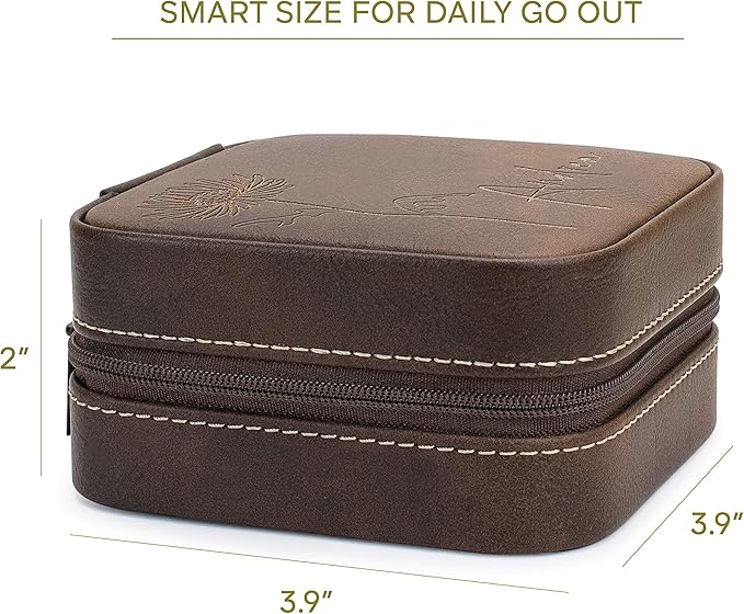 Custom Leather Jewelry Box w/Name & Birth Flower Month - Birthday Gifts for Women, Personalized Jewelry Travel Case - Customized Jewelry Organizer Box, Mom Birthday Gifts - Rustic