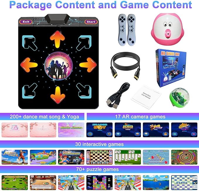 Dance Mat for Kids and Adults,Electronic Dance Mats for TV,Musical Dance Game Mat for Girls Boys with AR Camera,Birthday/Christmas Day Gifts for Kids Adults