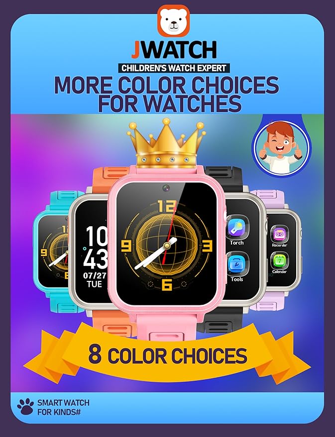 Kids Smart Watch for Boys Girls 6-12 with Pedometer Audio Book Camera Music Player Birthday Present Christmas (Pink