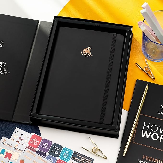 Clever Fox Planner Premium Edition – Undated Luxurious Weekly & Monthly Planner to Increase Productivity and Hit Your Goals – Organizer – Start Anytime, A5, Lasts 1 Year, Black (Weekly)