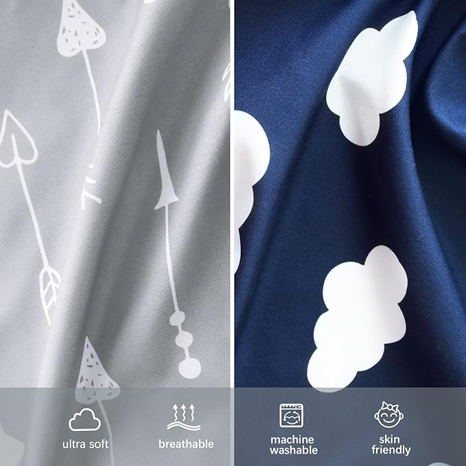 Crib Sheets for Boys and Girls Fitted 4 Pack - Breathable, Soft Microfiber Baby Sheets in Grey, Navy and White