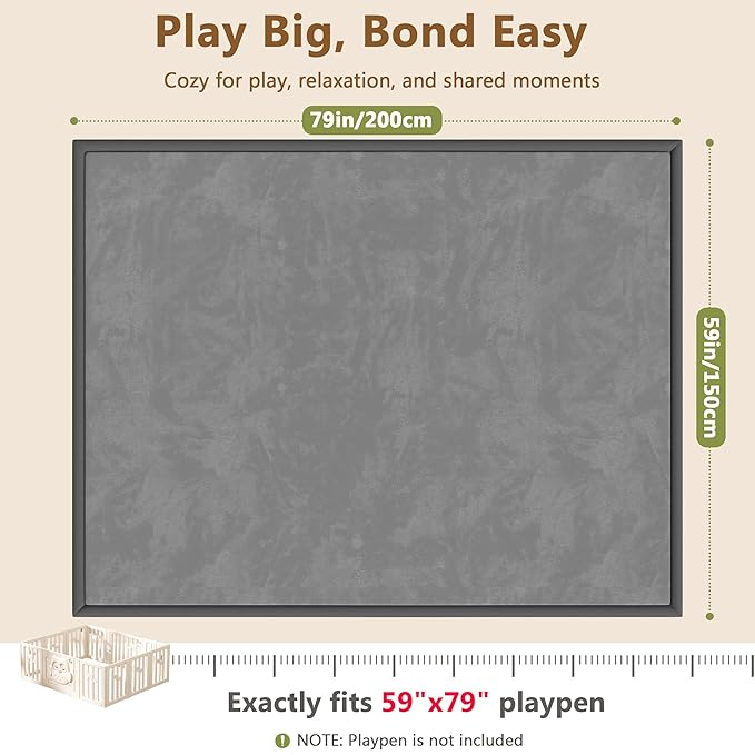 Baby Play Mat for Floor, 1.3'' Thick Memory Foam Tummy Time Mat - Super Soft Coral Velvet Nursery Rug with Non-Slip Backing, Crawling Rug for Toddlers/Infants, Yoga & Tatami Use, 59''x79''