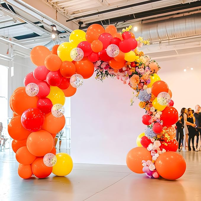 JOYIN 150 Pcs Orange Balloons, Different Sizes 18 12 10 5 Inch Orange Latex Balloon Arch Kit with Instruction for Birthday Party Graduation Wedding Holiday Decoration