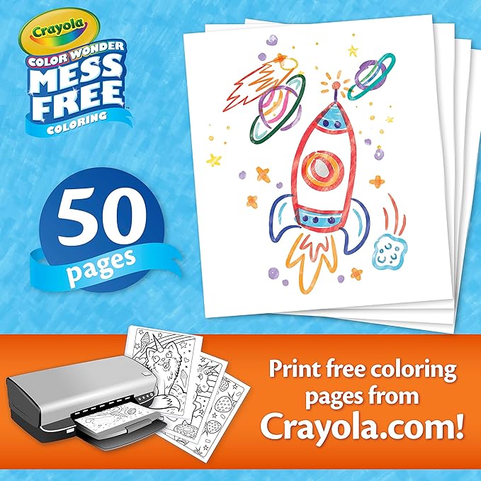 Crayola Color Wonder Mess Free Coloring Pages (50ct), Create Your Own Coloring Pages, Blank Color Wonder Refill, Toddler Gift, 3+