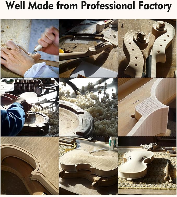 ADM 3/4 Size Wood Violin Set for Kids Teens Students Adults Beginner Acoustic Violin Matte Fiddle Starter Kit with Hard Case, Rosin, Shoulder Rest, Bow, Clip-on Tuner and Fingerboard Sticker