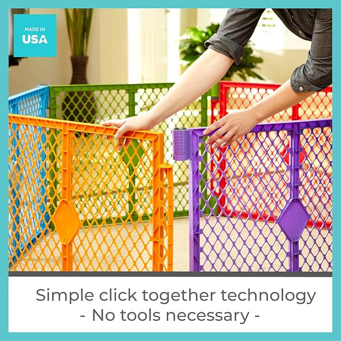Toddleroo by North States Superyard Colorplay Ultimate 2 Panel Extension, Made in USA: Increases play space up to 34.4 sq. ft. (Adds 64", Multicolor)