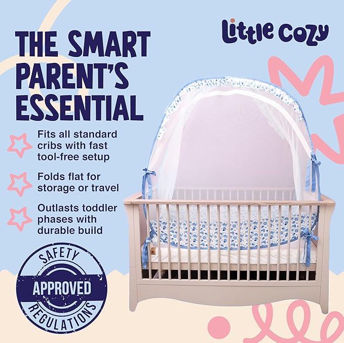Crib Tent to Keep Baby from Climbing Out – Pop Up Crib Net Canopy with Strong Breathable Mesh, Double Auto-Lock Zippers & Durable Frame – Easy Install Baby Safety Cover for Standard Cribs