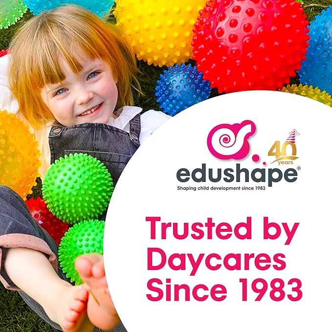 Edushape Sensory Ball for Baby - 7" Deflated with Pump, Transparent Pink, Enhances Gross Motor Skills for Kids 6 Months & Up