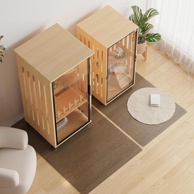 Floor Mats for Home, 5'×7' Translucent Black Vinyl Area Rug for Under Dining Table, Waterproof Non-Slip Hard Floor Living Room Rug, PVC Rolling Chair Protector for Workspace, High Traffic Areas