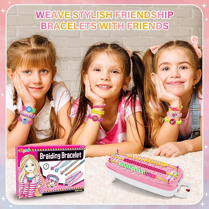 Dpai Friendship Bracelet Making Kit for Girls,DIY Arts and Crafts Toys,Jewelry String Maker Kit,The Best Birthday Gifts Ideas for Girls 6 7 8 9 10 11 12+ Years Old(Pink)