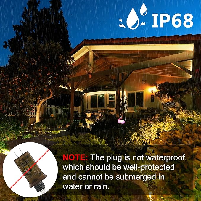 Connectable Outdoor Rope Lights, 50ft 600 LED Warm White Strip Light Plug in for Indoor with Waterproof 8 Modes, Outdoor String Lights for Camping, Garden, Backyard, Patio, Deck, Pool, Tree Décor