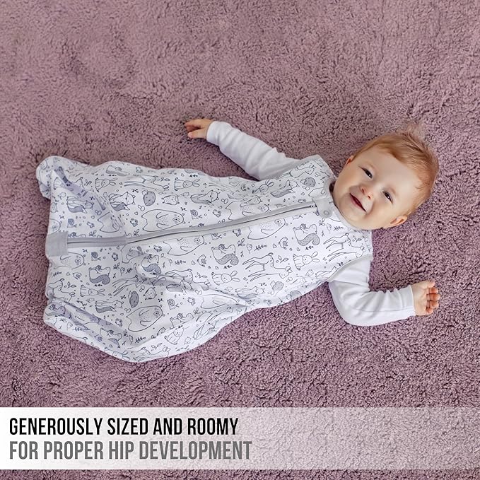 Baby Sleep Sack 1.0 TOG, Organic Cotton Baby Wearable Blanket with Two-Way Zipper, Swaddle Transition Baby Sleeping Bag, All-Season Sleep Sack for Newborn Infant Toddler Boy Girl, 2-Pack