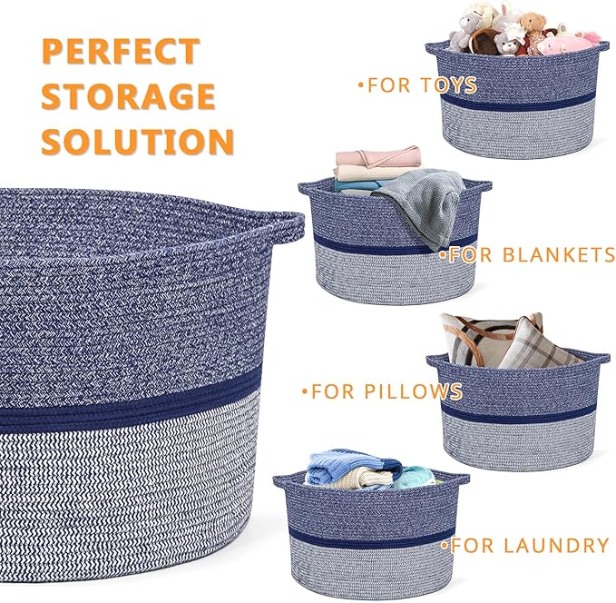 Extra Large Storage Basket - Soft Woven Organizer, 22" x 14"
