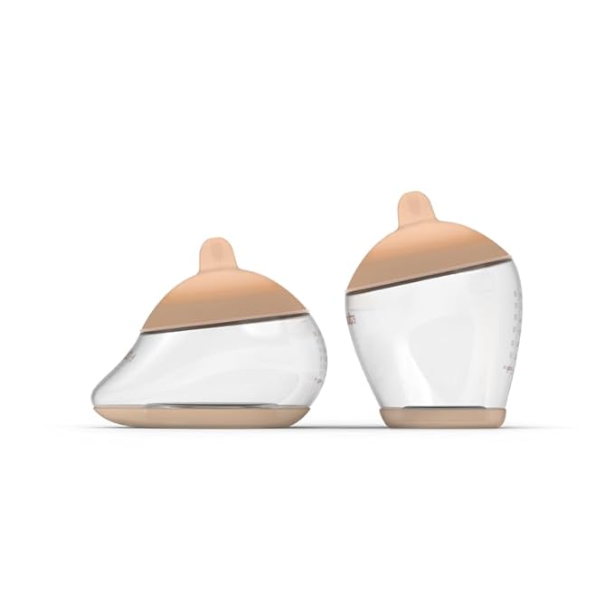 Baby Bottle Starter Kit Includes 2 Bottles 2 Nipples 2 Caps 2 Lids 2 Responsive Flow Valves, Cleaning Brush - Light - Shape 4 (Most Common)-RFV