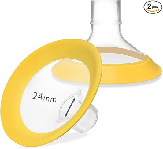 24 mm Oval Flanges Shields Compatible with Medela Pumps, Replacement Parts for Pump in Style, Symphony, Swing Maxi, Harmony and Personalfit Flex–Breast Pump Accessories