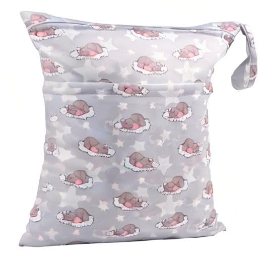 ALVABABY 2pcs Cloth Diaper Wet Dry Bags Waterproof Reusable with Two Zippered Pockets Travel Beach Pool Daycare Soiled Baby Items Yoga Gym Bag for Swimsuits or Wet Clothes LZD2324