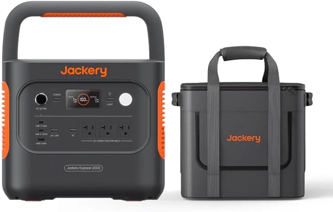 Jackery Explorer 2000 v2 Portable Power Station with Low Temperature Resistant Bag, 2042Wh/2200W LiFePo4 Battery, USB-C 100W Fast Charging for Extreme Cold Condition(-40°F), Power Outages, Emergencies
