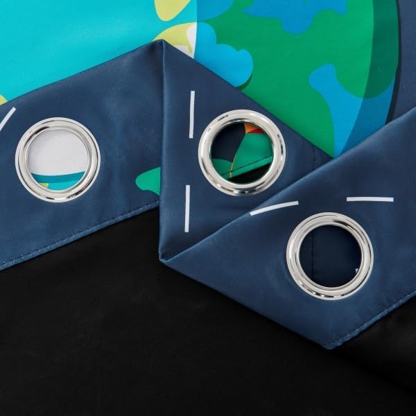 Kids Space Themed Blackout Curtains - 100% Blackout, Perfect for Bedroom and Nursery with Vibrant Cosmos Patterns, Noise Reduction, Thermal Insulated, 2 Panels (Space, W42×L96)