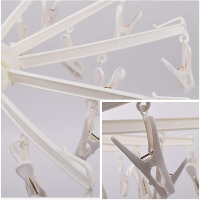 DurReus Foldable Clip Drip Laundry Hanger Portable Plastic Hanging Dryer with 20 Clips for Drying Cloth Diapers,Baby Clothes,Bras,Underwear,Hat,Gloves,Socks