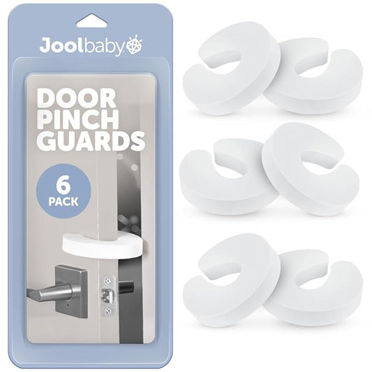 Jool Baby Door Pinch Guards (6 Pack) – Slam Preventer – Babyproof Doors to Avoid Pinched Fingers & Door Slamming, Keep Pets from Getting Locked in