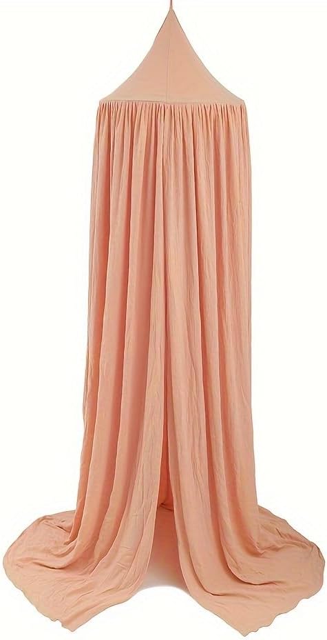 Cotton Kids Bed Canopy, Nursery Room Baby Crib Hanging Curtain Mosquito Net Hideaway Bedding Children Reading Nook Decoration, Pastel Neutral Color for Boys & Girls (Pink)